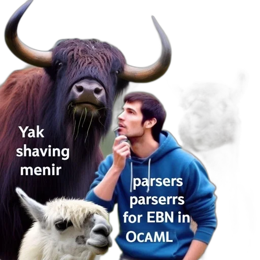 animal, man, shaves, yak, comic, meme, llamas, scenic transparent PNG cut-out