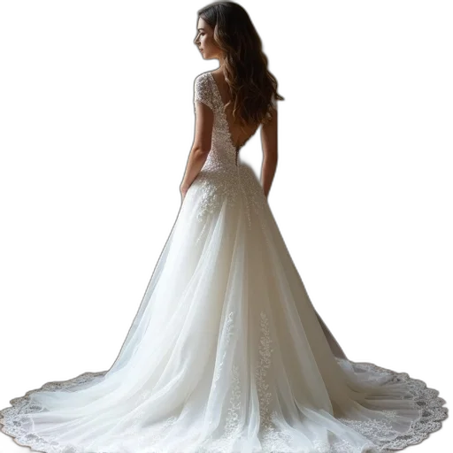 dress, crown, jewelry, photorealistic, woman, white, wedding, lace transparent PNG cut-out