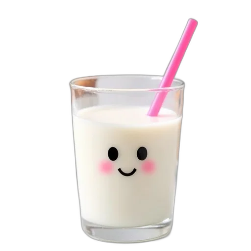 food, animal, vaporwave, photorealistic, glass, milk, cute, cartoon transparent PNG cut-out