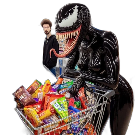 food, creature, concept art, outer space, supermarket, scene, full-sized, venom transparent PNG cut-out