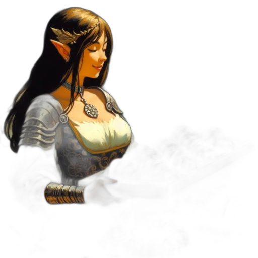 jewelry, fantasy art, concept art, pixel art, 3d render, elf, woman, bakery transparent PNG cut-out