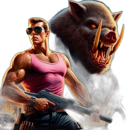concept art, comic book art, fantasy art, pixel art, muscular, man, sunglasses, stands transparent PNG cut-out