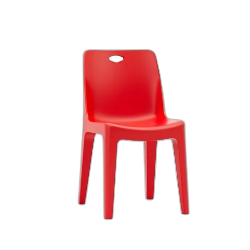 furniture, 3d render, red, plastic, chair, smooth, surface, visible transparent PNG cut-out