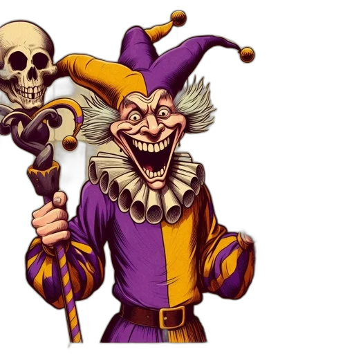 staff, concept art, fantasy art, imposing, jester, character, vibrant, garb transparent PNG cut-out