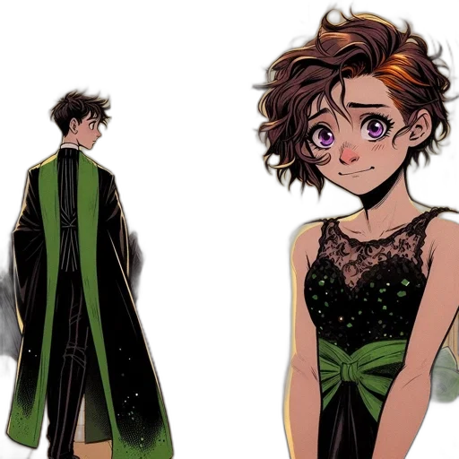 dress, concept art, comic book art, cartoon, fantasy art, green, earth tones, dark transparent PNG cut-out