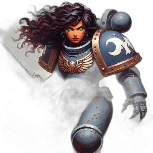 fantasy art, concept art, comic book art, photorealistic, female, warrior, blue, silver transparent PNG cut-out