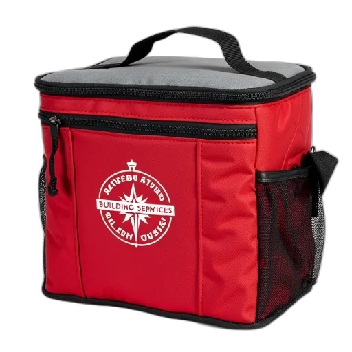 red, grey, insulated, lunch, bag, quilted, pattern, zipper transparent PNG cut-out