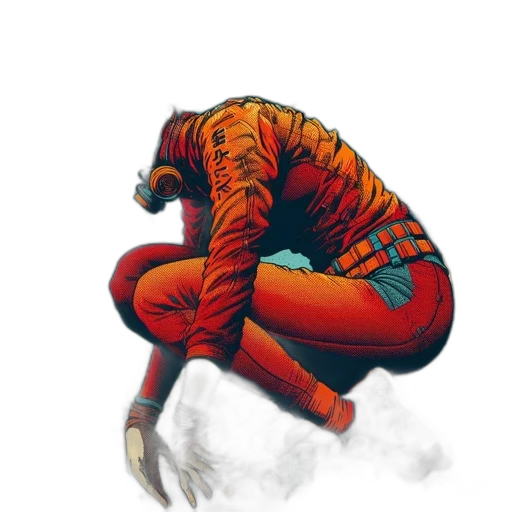 jacket, mask, creature, animal, comic book art, concept art, cyberpunk, watercolor transparent PNG cut-out