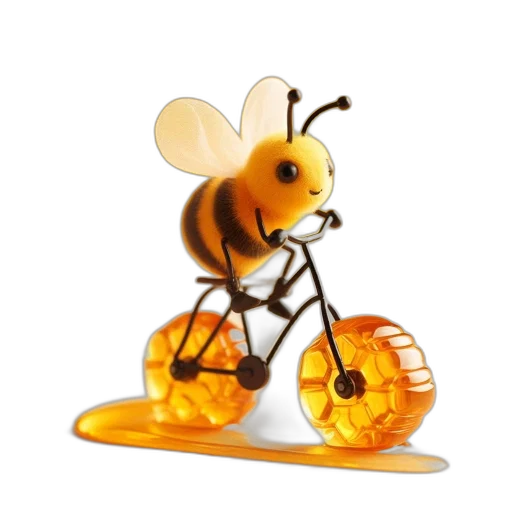 animal, 3d render, concept art, photorealistic, anthropomorphized, bee, rides, bicycle transparent PNG cut-out