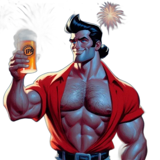 concept art, comic book art, fantasy art, cartoon, man, holds, glass, beer transparent PNG cut-out