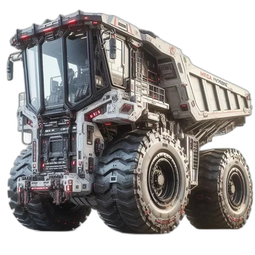 concept art, advanced, futuristic, haul, truck, mecha-hybrid, nameplate, raised transparent PNG cut-out