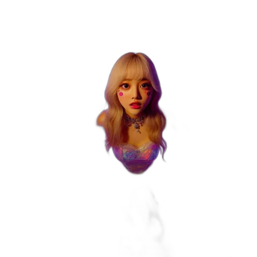 hair, mask, jewelry, staff, vaporwave, 3d render, pixel art, concept art transparent PNG cut-out