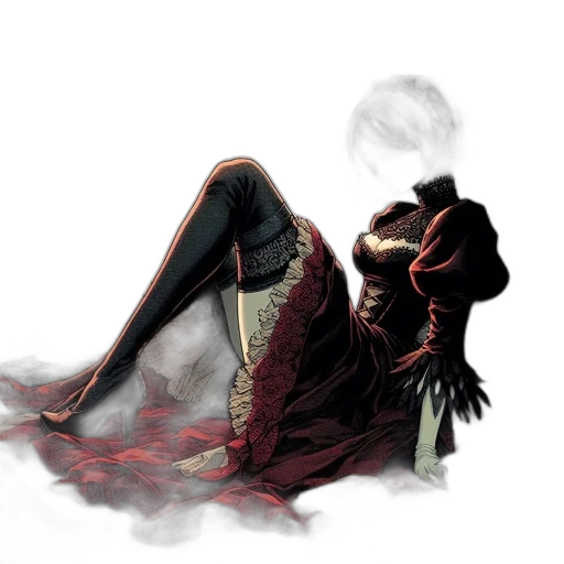 dress, concept art, fantasy art, comic book art, photorealistic, fire, red, dark transparent PNG cut-out