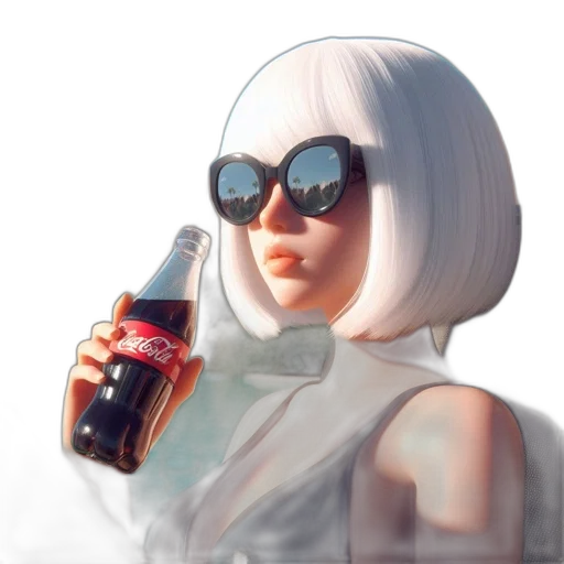bottle, robot, jacket, face, concept art, cyberpunk, 3d render, photorealistic transparent PNG cut-out