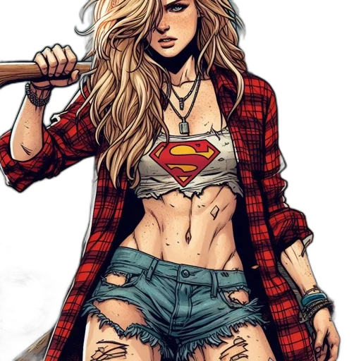 comic book art, cartoon, fantasy art, concept art, female, character, holding, wooden transparent PNG cut-out