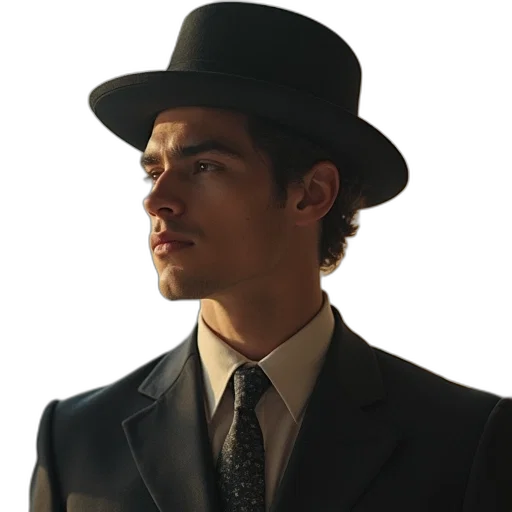 hat, staff, face, jacket, photorealistic, concept art, cartoon, jonathan transparent PNG cut-out