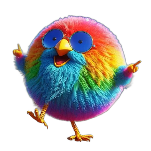 animal, creature, staff, jacket, 3d render, concept art, photorealistic, colorful transparent PNG cut-out