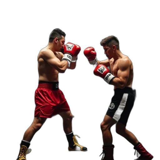 photorealistic, 3d render, men, practicing, muay, thai, boxing, amateur transparent PNG cut-out
