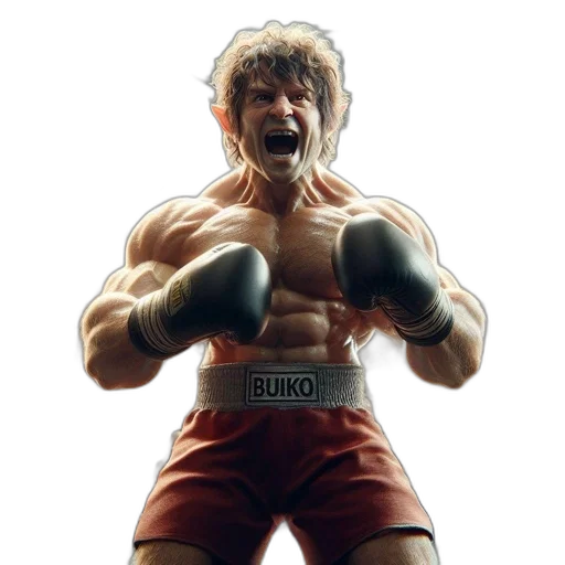 weapon, photorealistic, 3d render, concept art, cartoon, muscular, boxer, buko transparent PNG cut-out