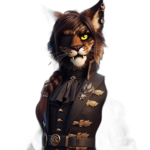 staff, jacket, animal, fantasy art, concept art, 3d render, photorealistic, golden transparent PNG cut-out