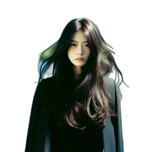 hair, photorealistic, fantasy art, comic book art, concept art, dark, green, monochrome transparent PNG cut-out