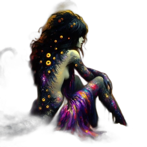 dress, creature, fantasy art, concept art, photorealistic, pixel art, outer space, neon lights transparent PNG cut-out