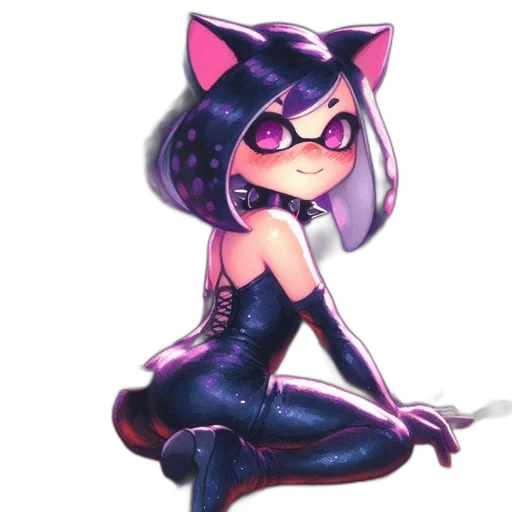 animal, concept art, pixel art, cyberpunk, anime, anthropomorphic, feline, character transparent PNG cut-out