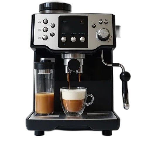staff, robot, modern, espresso, machine, sleek, design, featuring transparent PNG cut-out