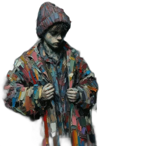 jacket, face, photorealistic, oil painting, watercolor, concept art, dark, colorful transparent PNG cut-out