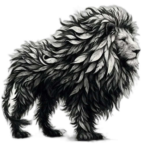 animal, hair, crown, creature, fantasy art, photorealistic, concept art, pencil sketch transparent PNG cut-out