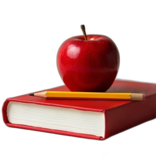 weapon, photorealistic, 3d render, red, apple, yellow, pencil, placed transparent PNG cut-out