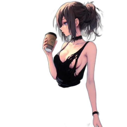dress, food, staff, bottle, concept art, pixel art, anime, cartoon transparent PNG cut-out