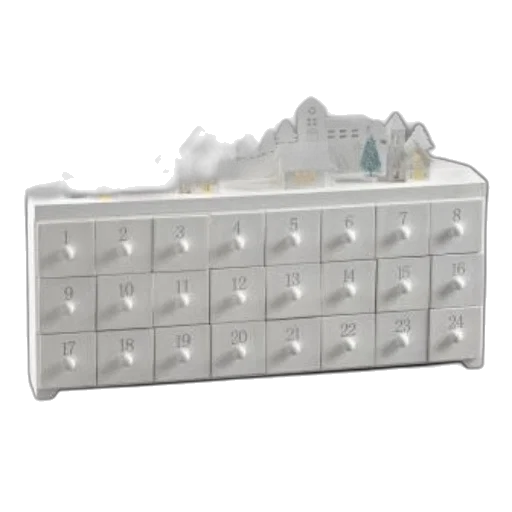 furniture, bottle, 3d render, white, drawer-style, advent, calendar, numbered transparent PNG cut-out