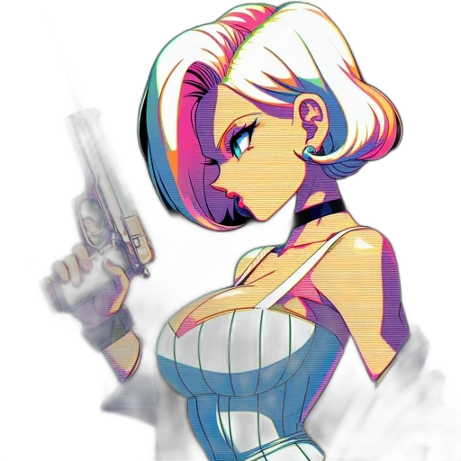 weapon, dress, pixel art, concept art, vaporwave, anime, pastel, animated transparent PNG cut-out