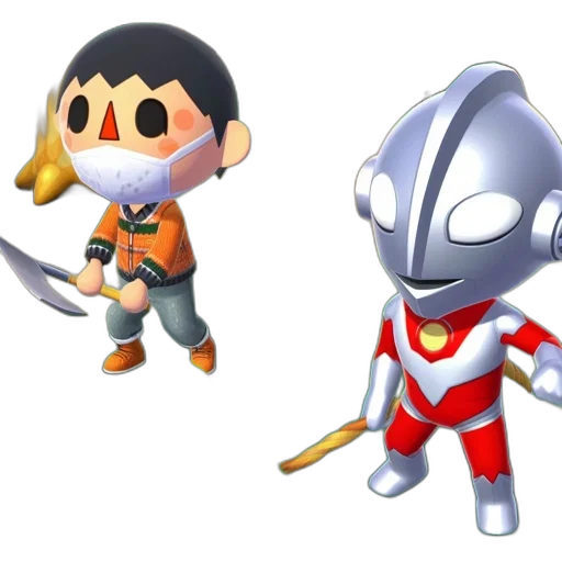 3d render, concept art, two, animated, characters, interact, virtual, environment transparent PNG cut-out
