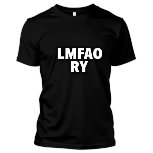 black, t-shirt, text, lmfao, shirt, displayed, against, white transparent PNG cut-out