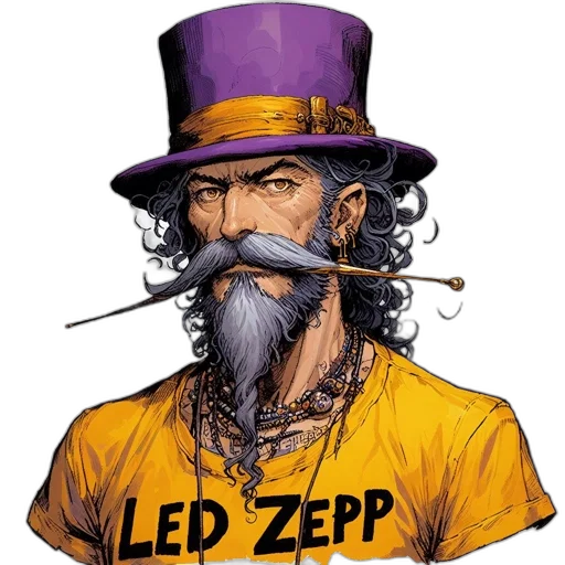 comic book art, concept art, cartoon, man, long, beard, purple, hat transparent PNG cut-out