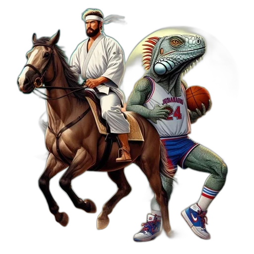 concept art, fantasy art, pixel art, photorealistic, athlete-costumed, man, rides, basketball-playing transparent PNG cut-out