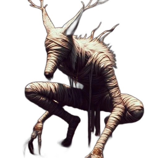 creature, animal, mask, staff, concept art, fantasy art, pixel art, 3d render transparent PNG cut-out