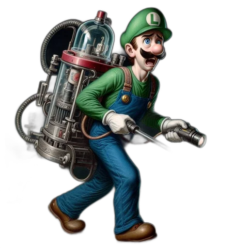 weapon, staff, robot, concept art, pixel art, 3d render, stylized, luigi transparent PNG cut-out