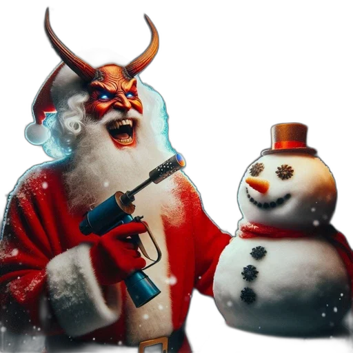 concept art, 3d render, fantasy art, unconventional, santa, depicted, intimidating, visage transparent PNG cut-out