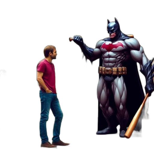 concept art, comic book art, 3d render, cartoon, urban, scene, features, batman transparent PNG cut-out
