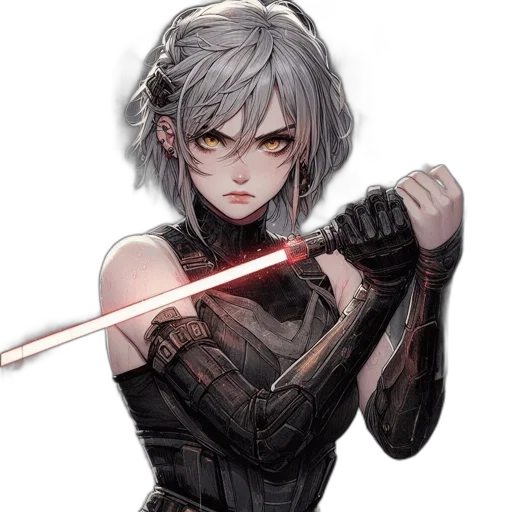 sword, weapon, staff, comic book art, concept art, anime, cyberpunk, dark transparent PNG cut-out