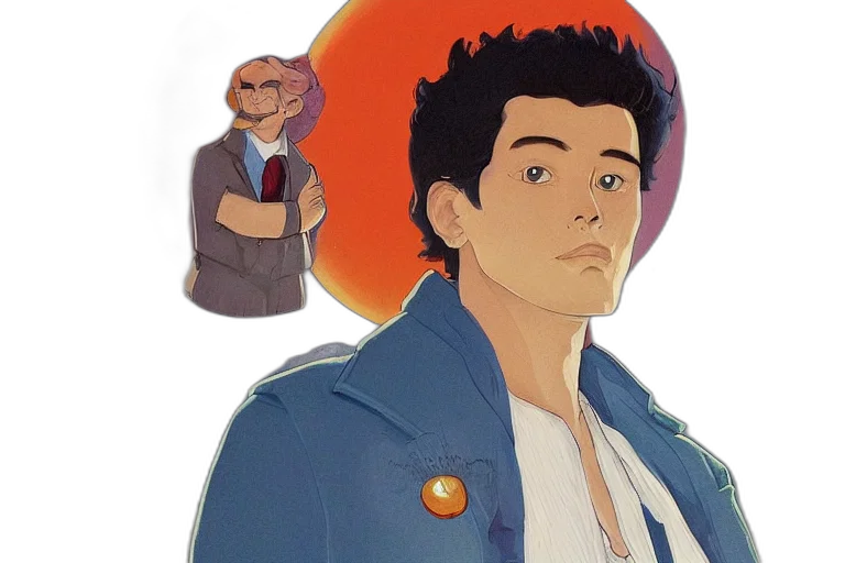 jacket, face, concept art, cartoon transparent PNG cut-out