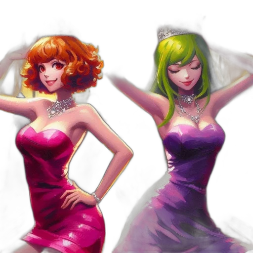 dress, concept art, fantasy art, pixel art, comic book art, green, neon, colorful transparent PNG cut-out