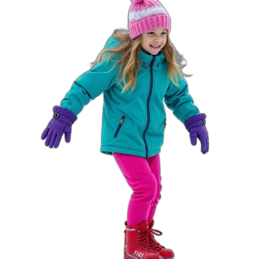 jacket, snow, neon, colorful, young, girl, teal, pink transparent PNG cut-out