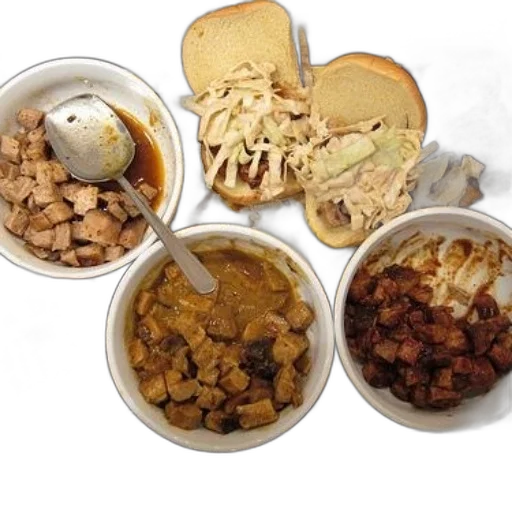 food, earth tones, tray, barbecue, dishes, including, pulled, pork transparent PNG cut-out