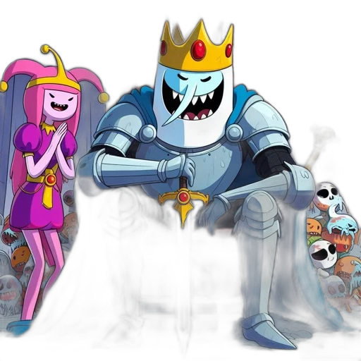 crown, robot, concept art, fantasy art, cartoon, comic book art, outer space, blue transparent PNG cut-out