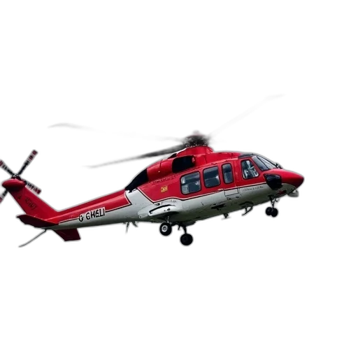 3d render, concept art, photorealistic, red, white, helicopter, registration, number transparent PNG cut-out