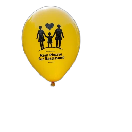 large, yellow, balloon, black, white, image, group, people transparent PNG cut-out